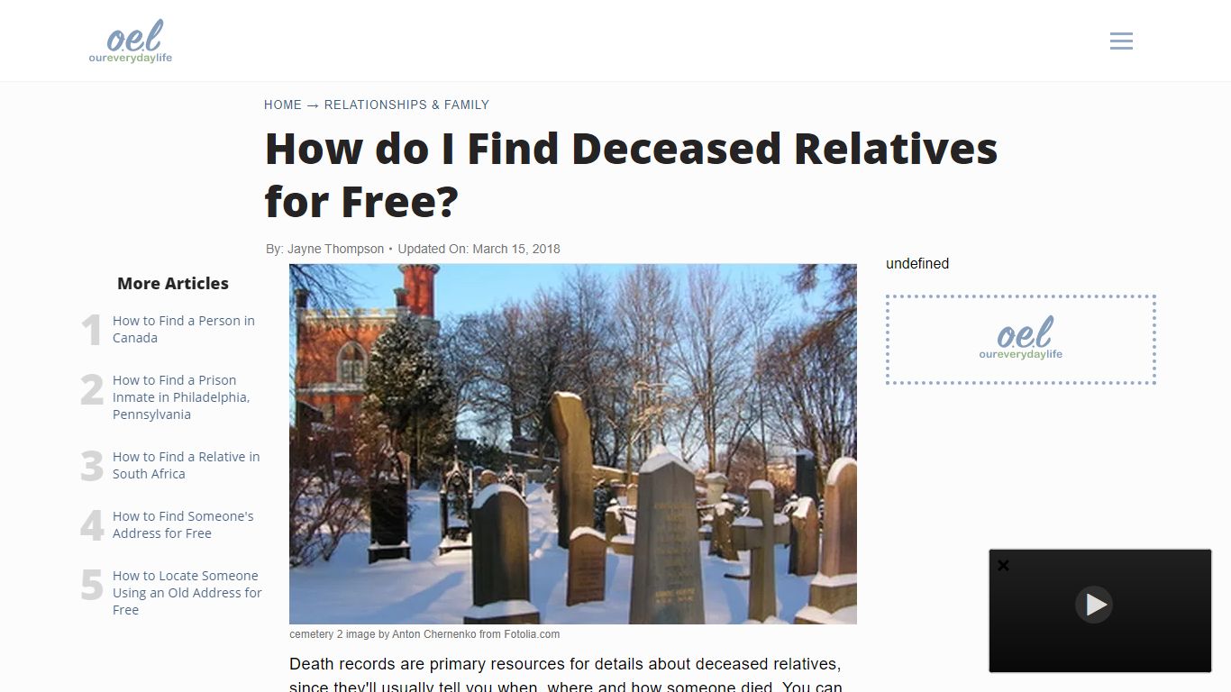 How do I Find Deceased Relatives for Free? | Our Everyday Life